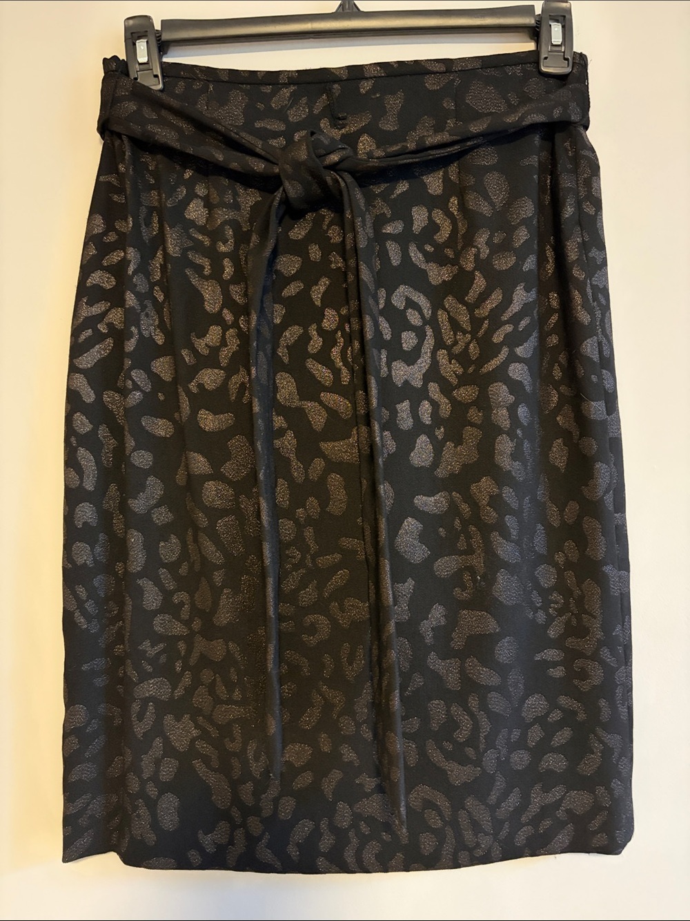 Alex Marie Black Metallic-Print Tie-Waist Pencil Skirt - Bronze Accents